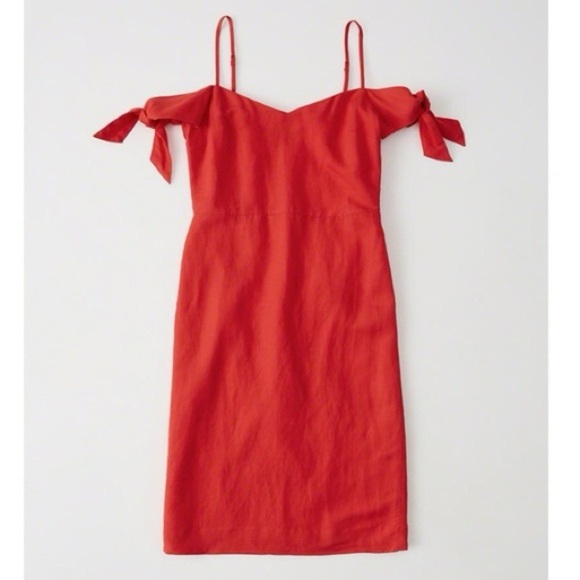 Abercrombie & Fitch Tie Shoulder Midi Dress in Red - Size 2 - Picture 4 of 4